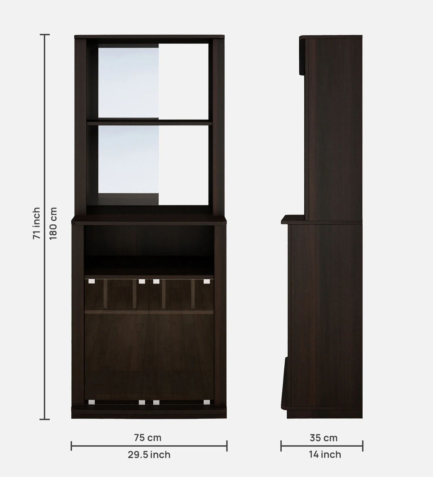 Stand Alone Bar Cabinet in Dark Elm Finish