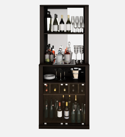 Stand Alone Bar Cabinet in Dark Elm Finish