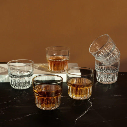 Hills Whiskey & Cocktail Glasses - 205ml (Set of 6) - Happyware Home Pvt Ltd